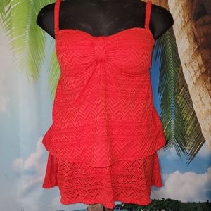 Catalina 2 piece crochet swimsuit beautiful color removable pads bright coral